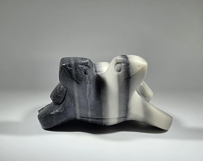 2 Headed Taiji Jade Turtle Carving