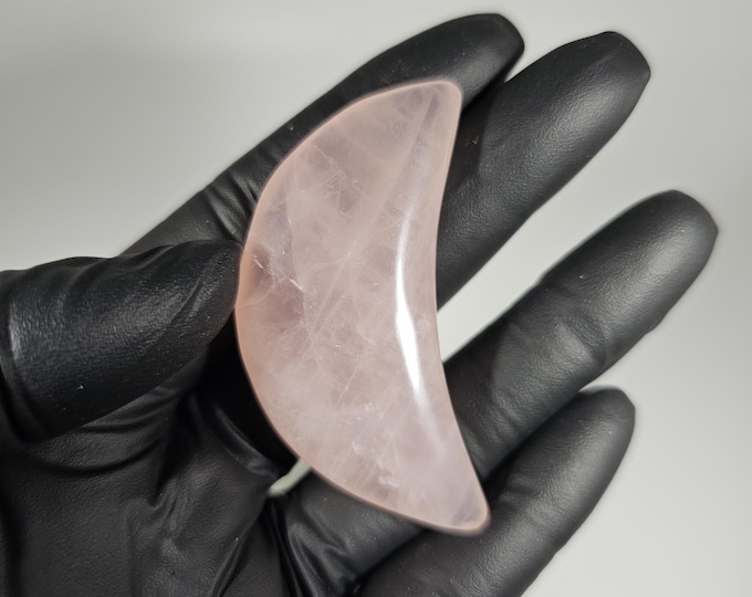 Rose Quartz Moon Palm Stone