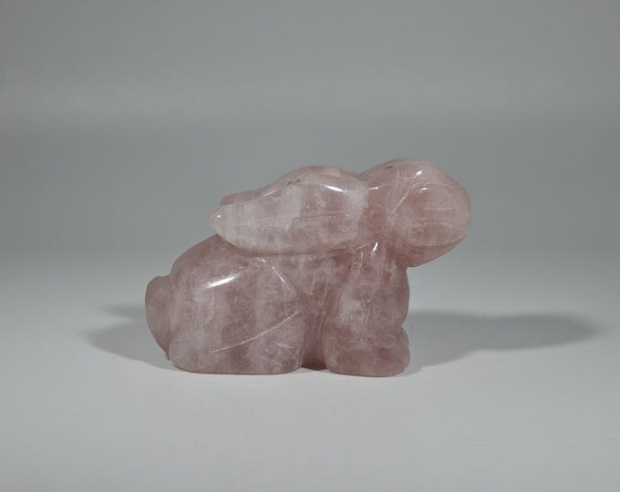 Rose Quartz Rabbit Carving Bunny