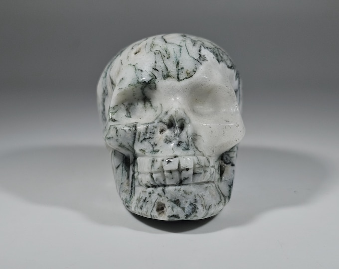 2" Moss Agate Skull Carving