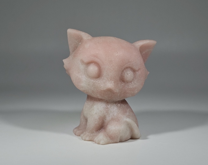Pink Opal Cat Carving