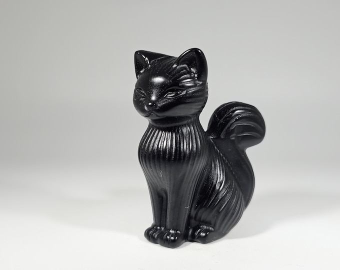 Obsidian Cat Carving