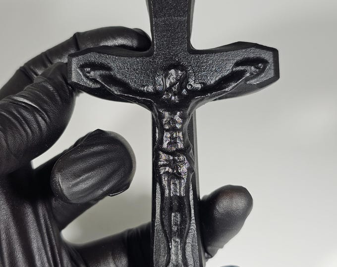 Obsidian Cross Carving