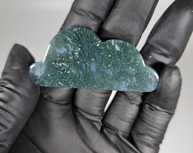 Small Moss Agate Cloud Carving