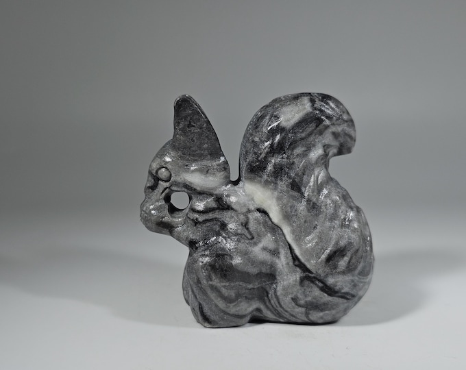 Shell Stone Jasper Squirrel Carving