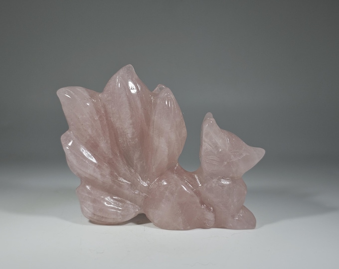 Rose Quartz Nine Tail Fox Carving