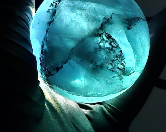 46mm Rare Dendritic Blue Fluorite Sphere