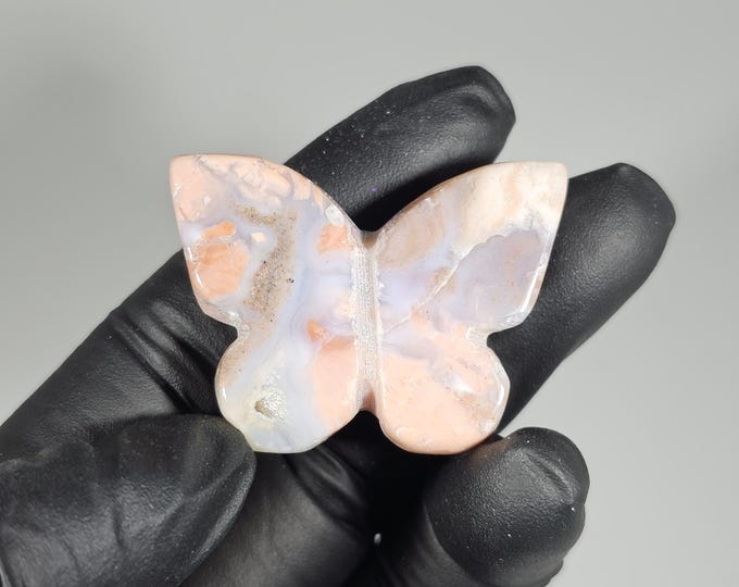 Cotton Candy Agate Butterfly Carving Pink Agate