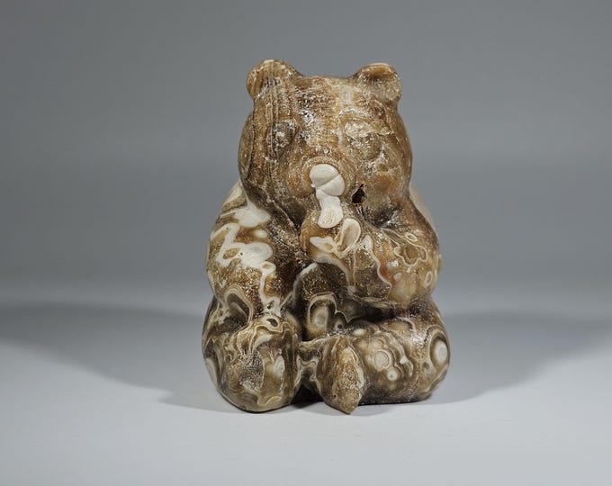 Amber Calcite Bear Carving