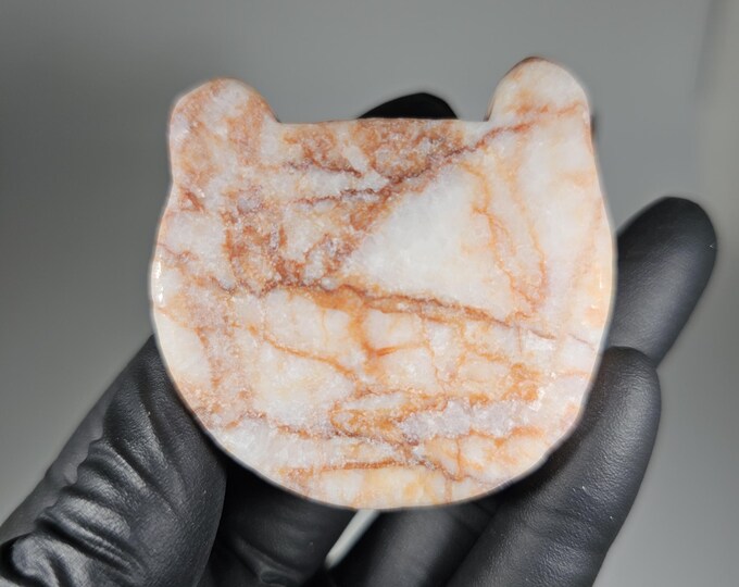 Red Vein Jasper Cat Head Carving