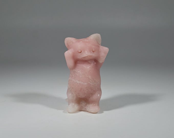 Pink Opal Cat Carving 1.5"