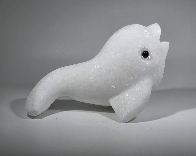 White Jade Dolphin Carving