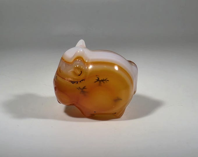 Dendritic Carnelian Cow Carving