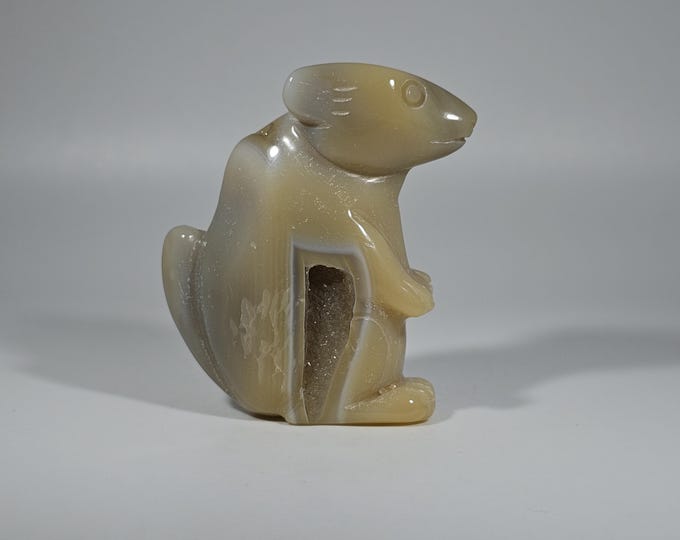 Druzy Agate Mouse Carving
