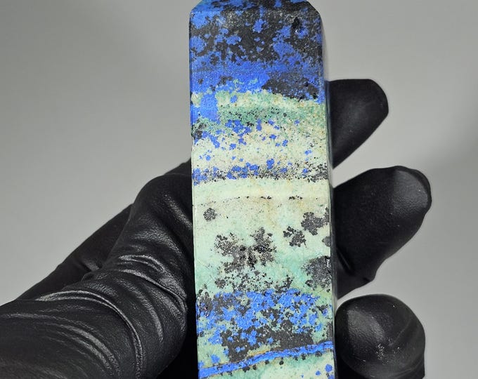 Azurite with Malachite Tower
