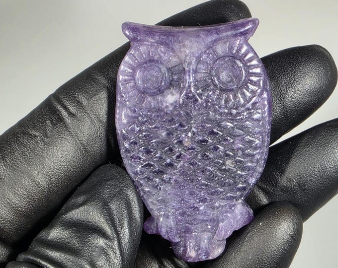 Lepidolite Owl Carving