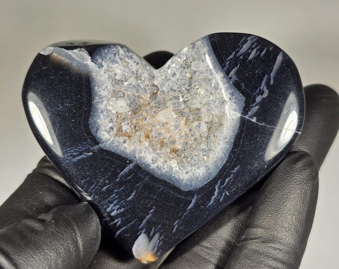 Druzy Black Agate Heart