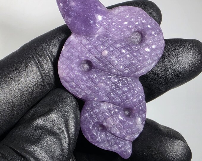 Lepidolite Snake Carving