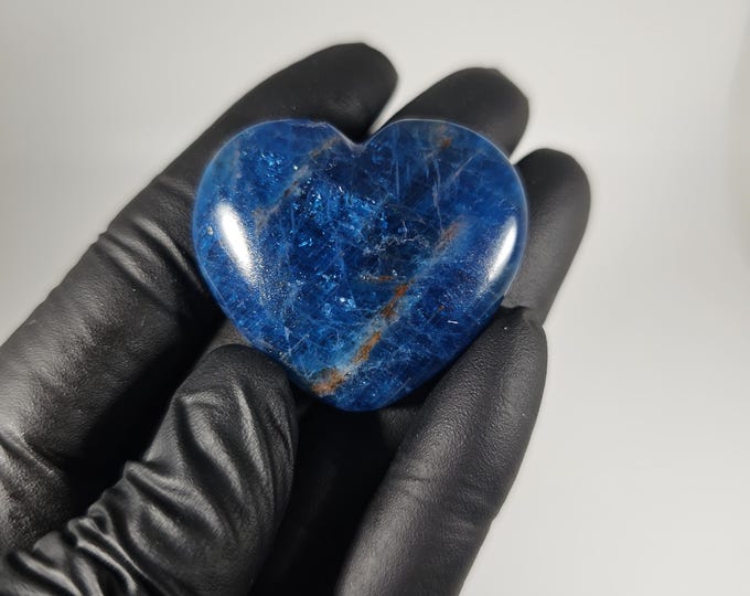Small Blue Apatite Heart Palm Stone *Imperfect