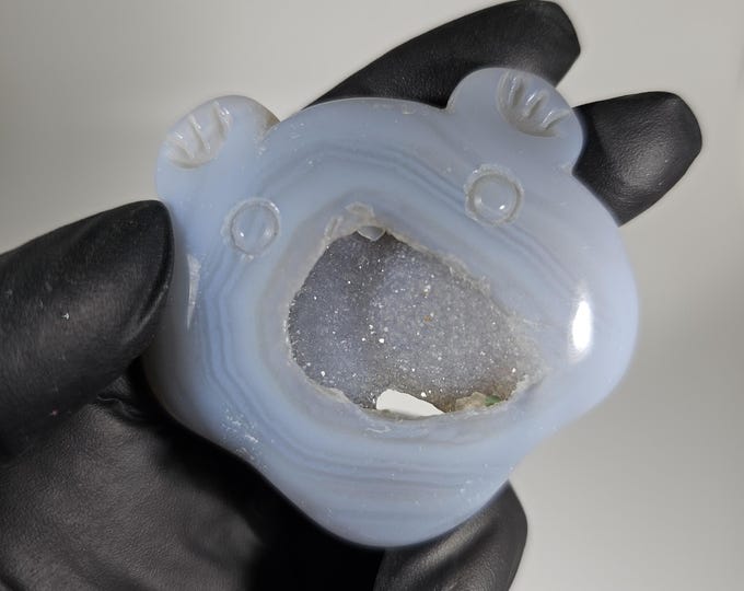 Druzy Agate Bear Head Carving