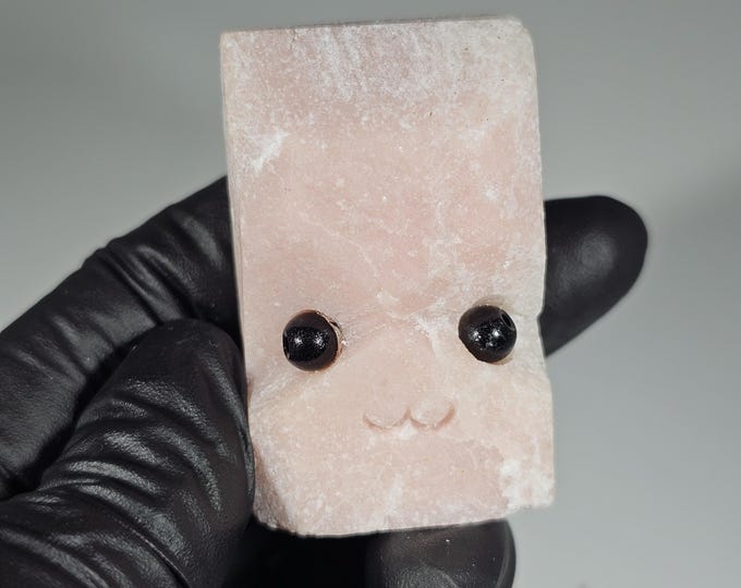 Pink Opal Pet Rock Carving