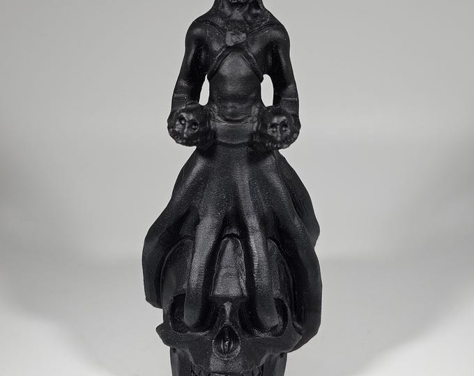 Obsidian Skull with Octopus Demon Skull Carving