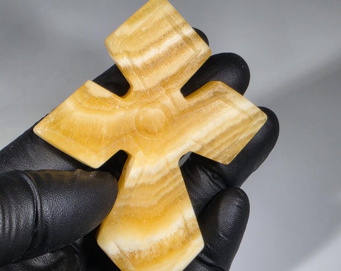 Orange Calcite Cross Carving *Imperfect