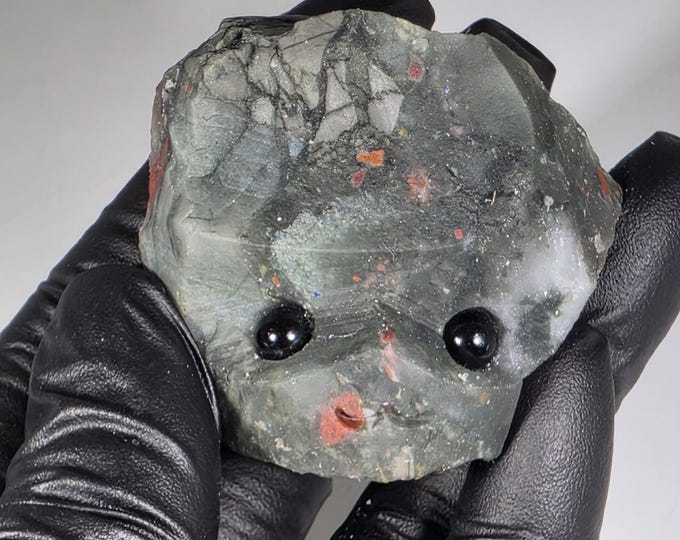 African Bloodstone Pet Rock Carving