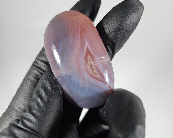 Banded Purple Agate Palm Stone