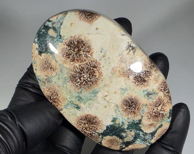 Green Flower Jasper Palm Stone