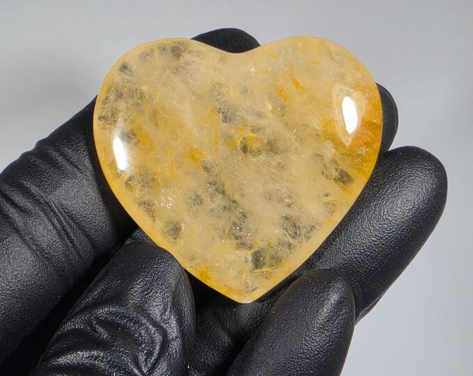 Golden Healer Heart Palm Stone 1.4"
