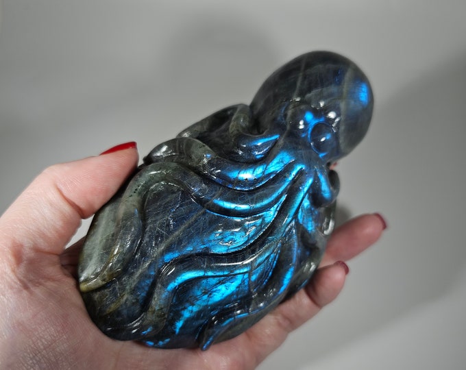 Labradorite Octopus Carving