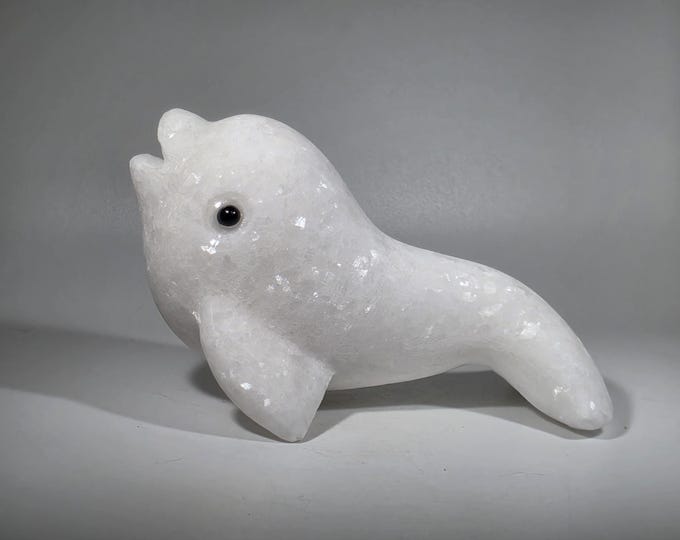White Jade Dolphin Carving
