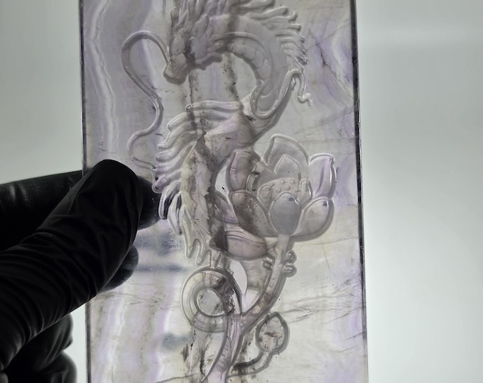 Fluorite Dragon Slab Carving