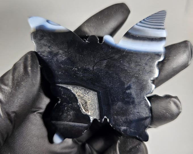Black Agate Butterfly Carving