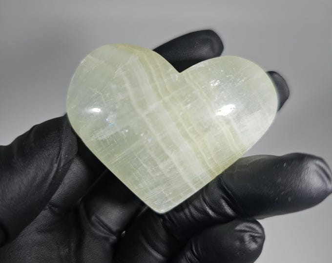 Pistachio Calcite Heart Carving