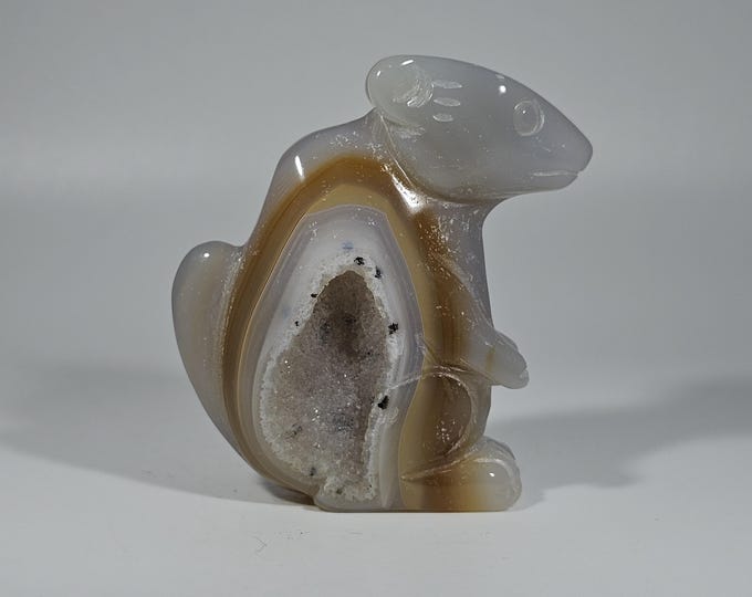 Druzy Agate Mouse Carving