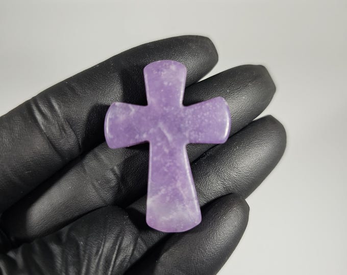 Lepidolite Cross Carving