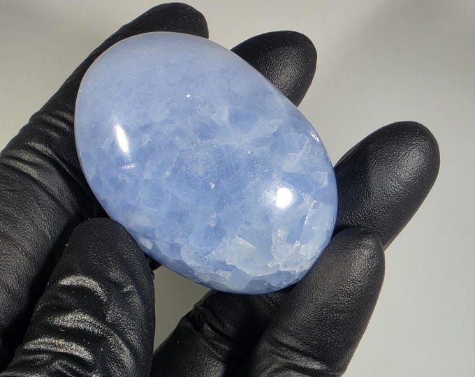 Blue Calcite Palm Stone