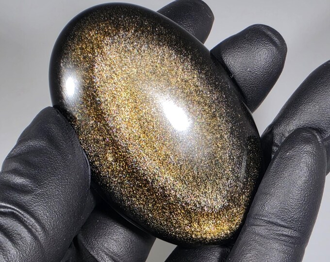 Golden Obsidian Palm Stone