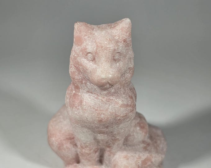 Pink Opal Cat Carving