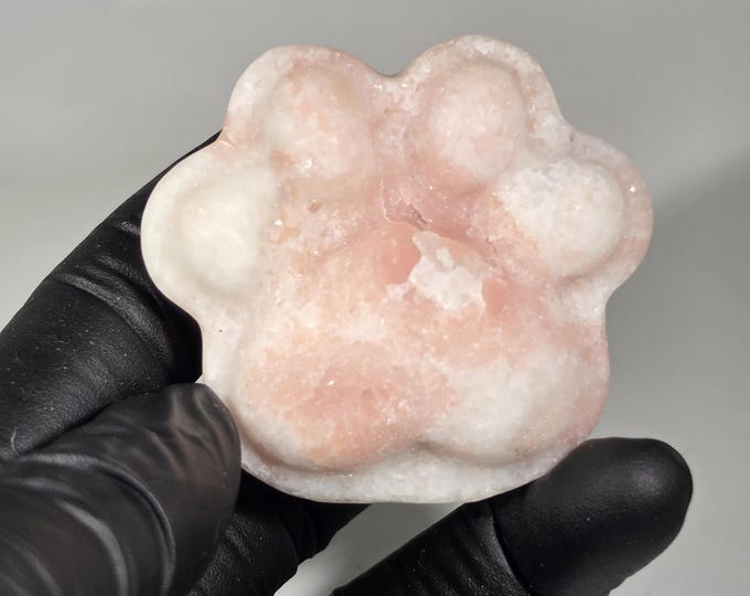 Pink Opal Cat Paw Carving