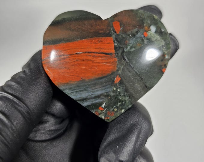 African Bloodstone Heart Carving