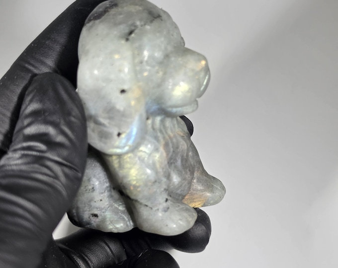 Labradorite Dog Carving