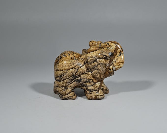 1.4" Picture Jasper Elephant Carving