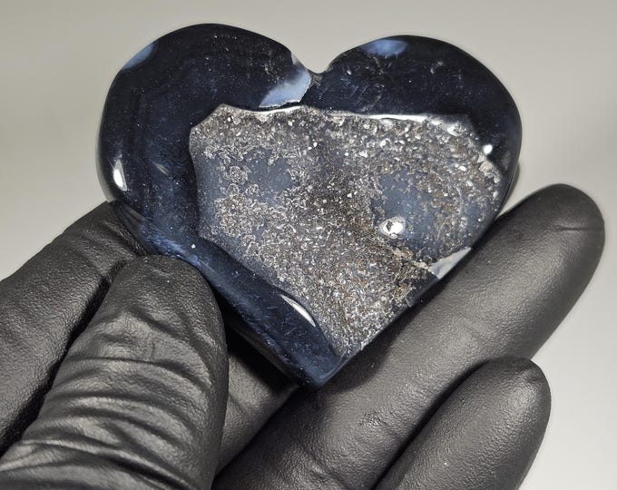 Druzy Black Agate Heart
