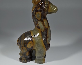 Bamboo Leaf Jasper Giraffe Carving