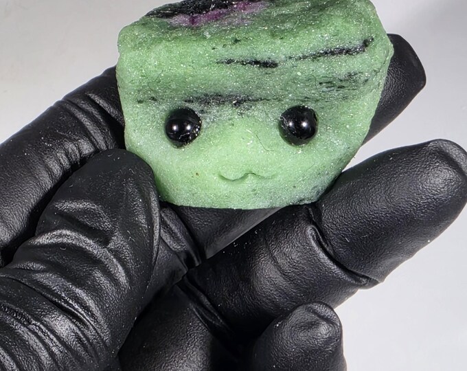 Ruby in Zoisite Pet Rock Carving