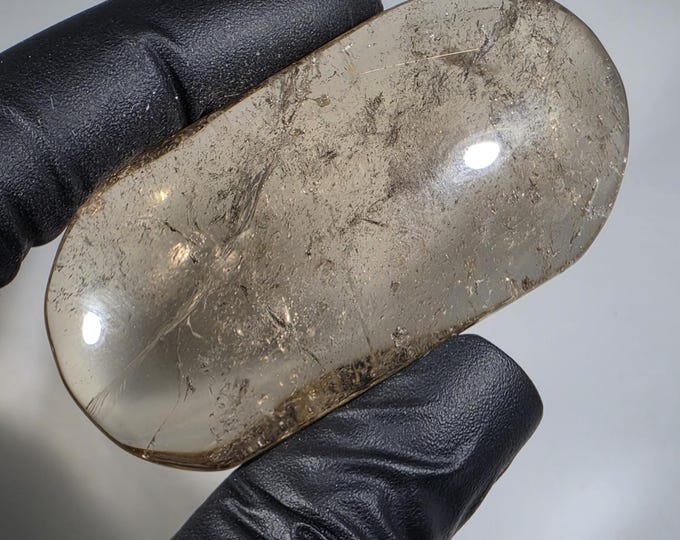 Smoky Quartz with Golden Rutile Palm Stone