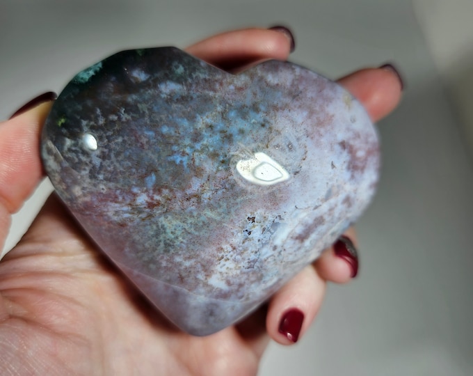 Moss Agate Heart Carving